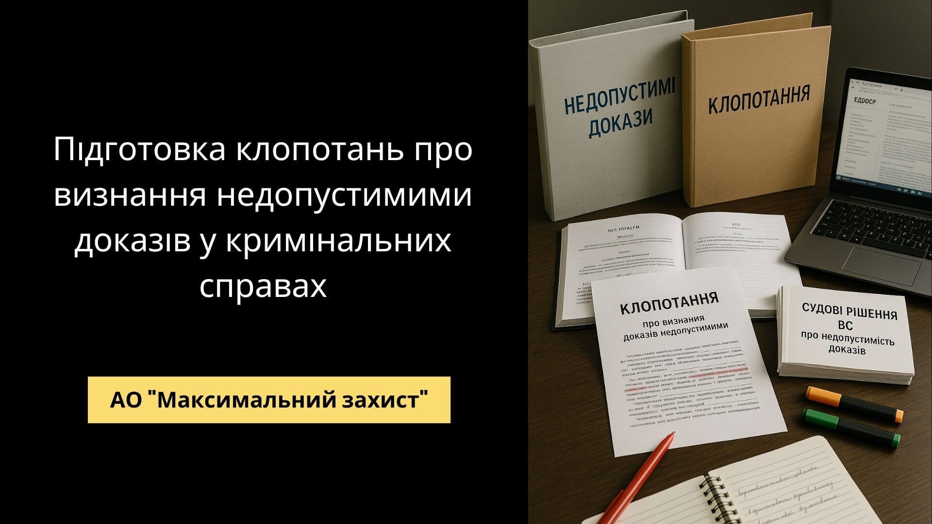 Підготовка документів щодо визнання доказів недопустимими