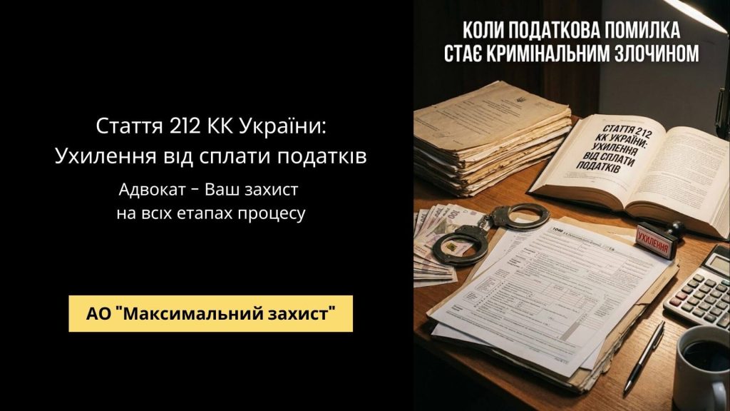 Адвокат у справі за ст. 212 КК - ухилення від сплати податків