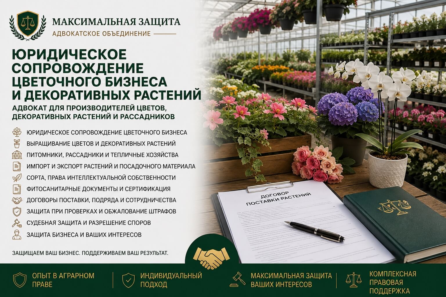 Юрист консультирует владельца питомника декоративных растений – юридическое сопровождение цветочного бизнеса
