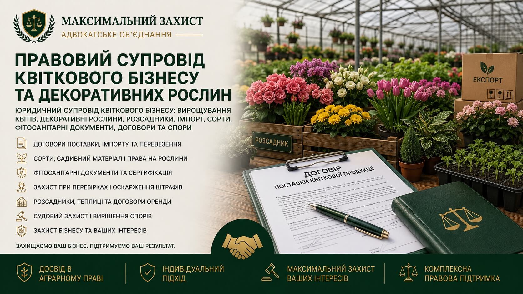 Юрист консультує власника розсадника декоративних рослин – правовий супровід квіткового бізнесу