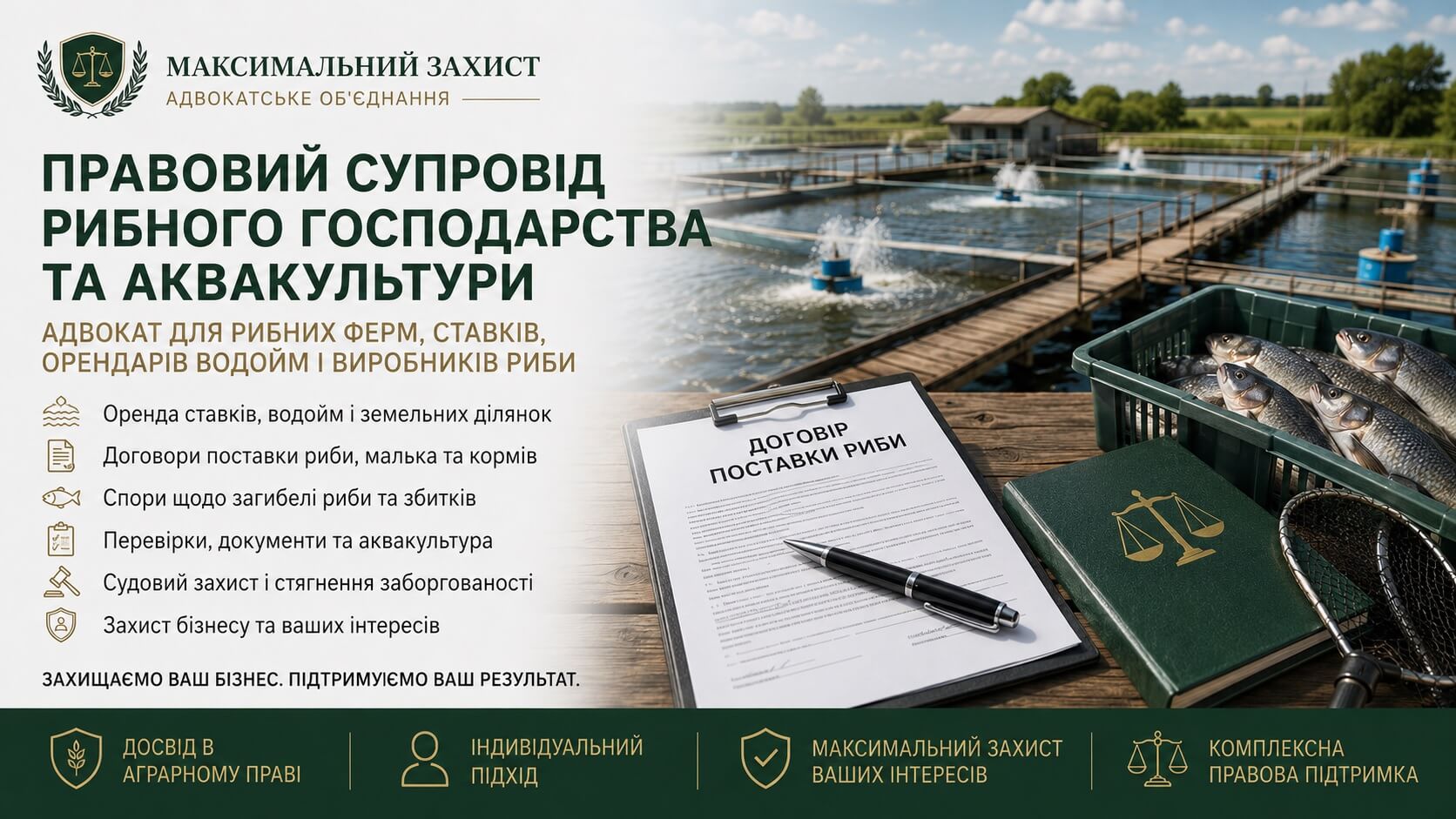 Адвокат консультує представника рибного господарства – правовий супровід рибного господарства та аквакультури