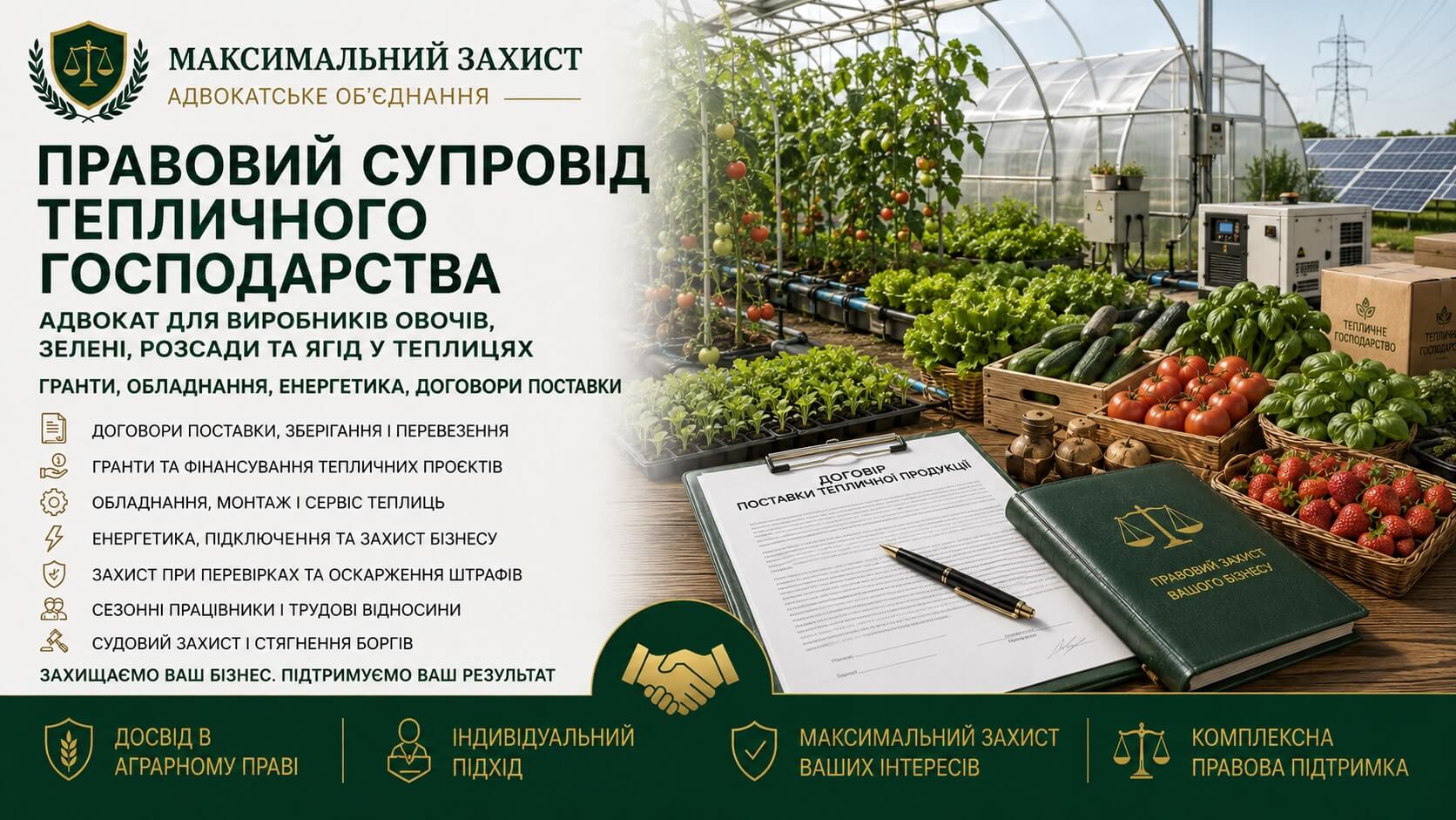 Адвокат консультує власника агробізнесу – правовий супровід тепличного господарства