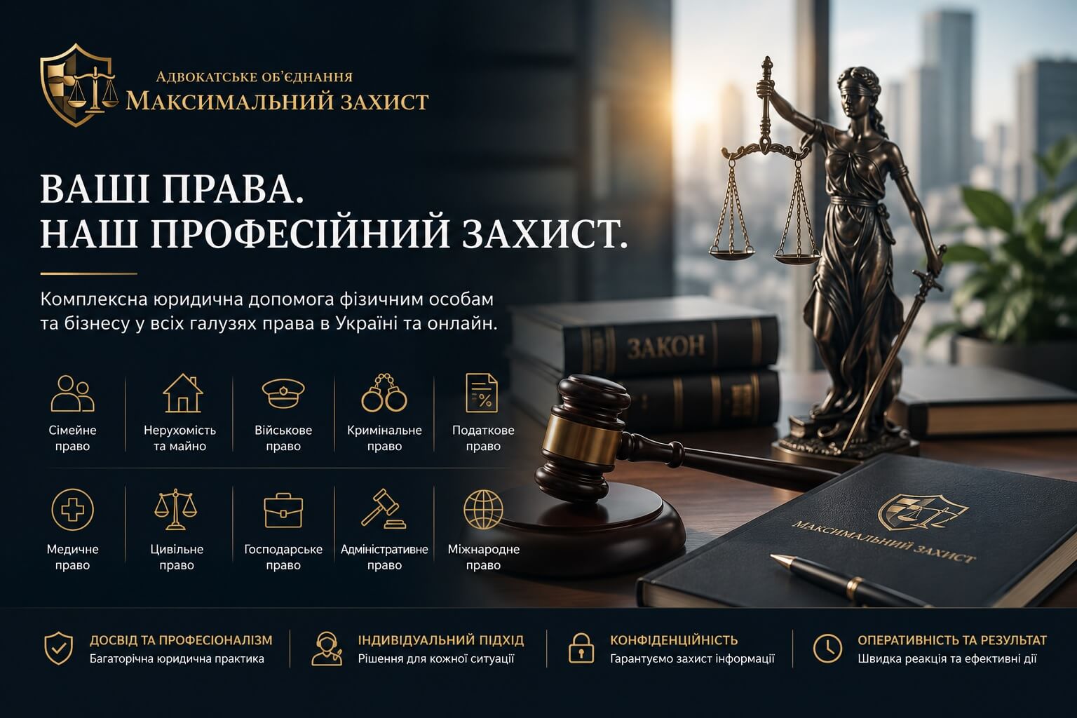 Адвокатське об’єднання Максимальний захист – комплексна юридична допомога фізичним особам і бізнесу