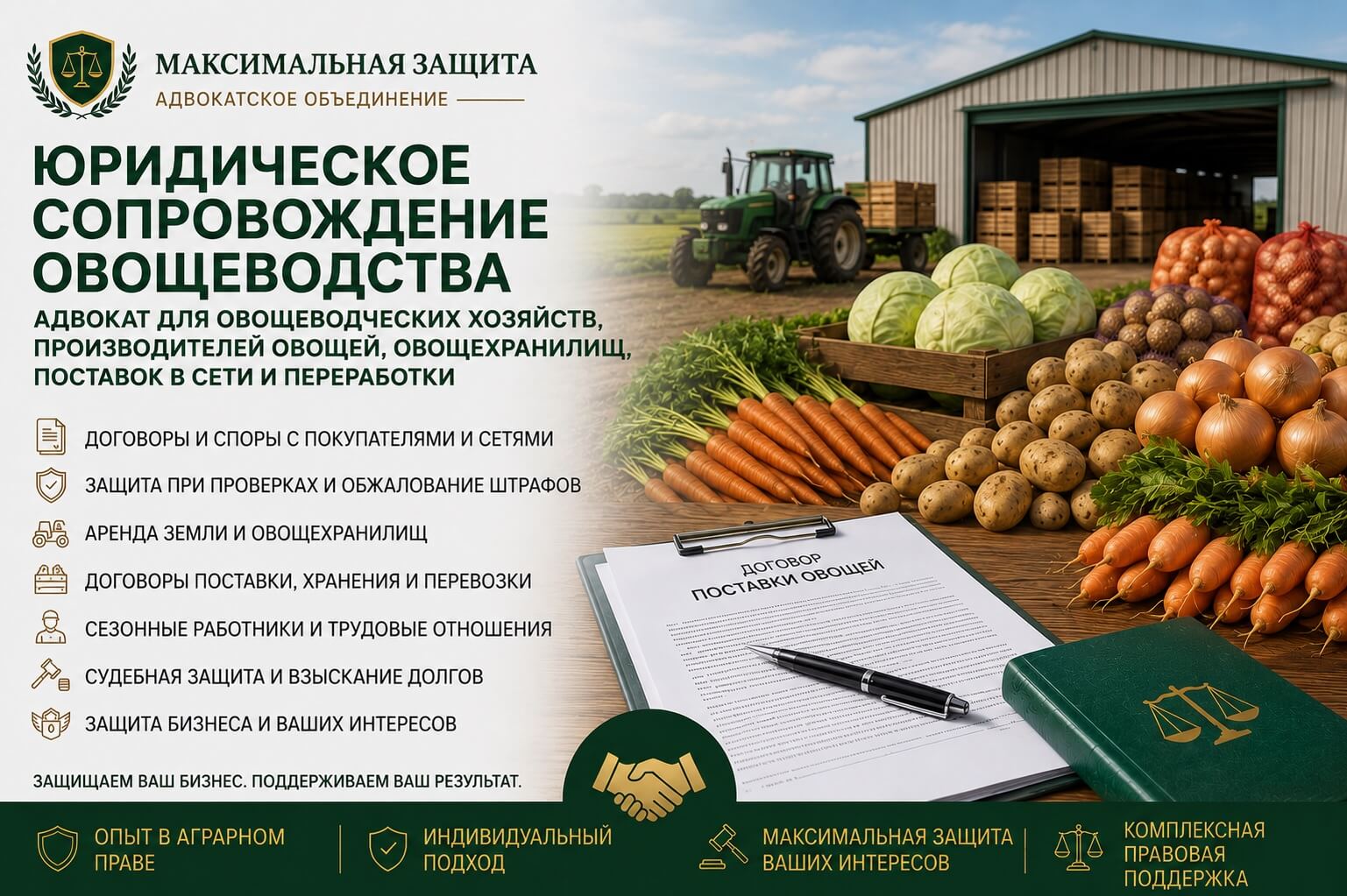 Адвокат консультирует производителя овощей – юридическое сопровождение овощеводства