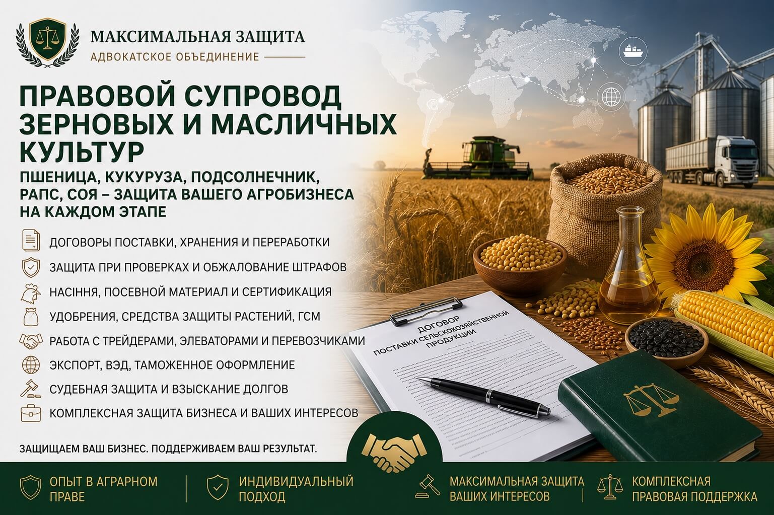 Юридическое сопровождение производителей зерновых и масличных культур