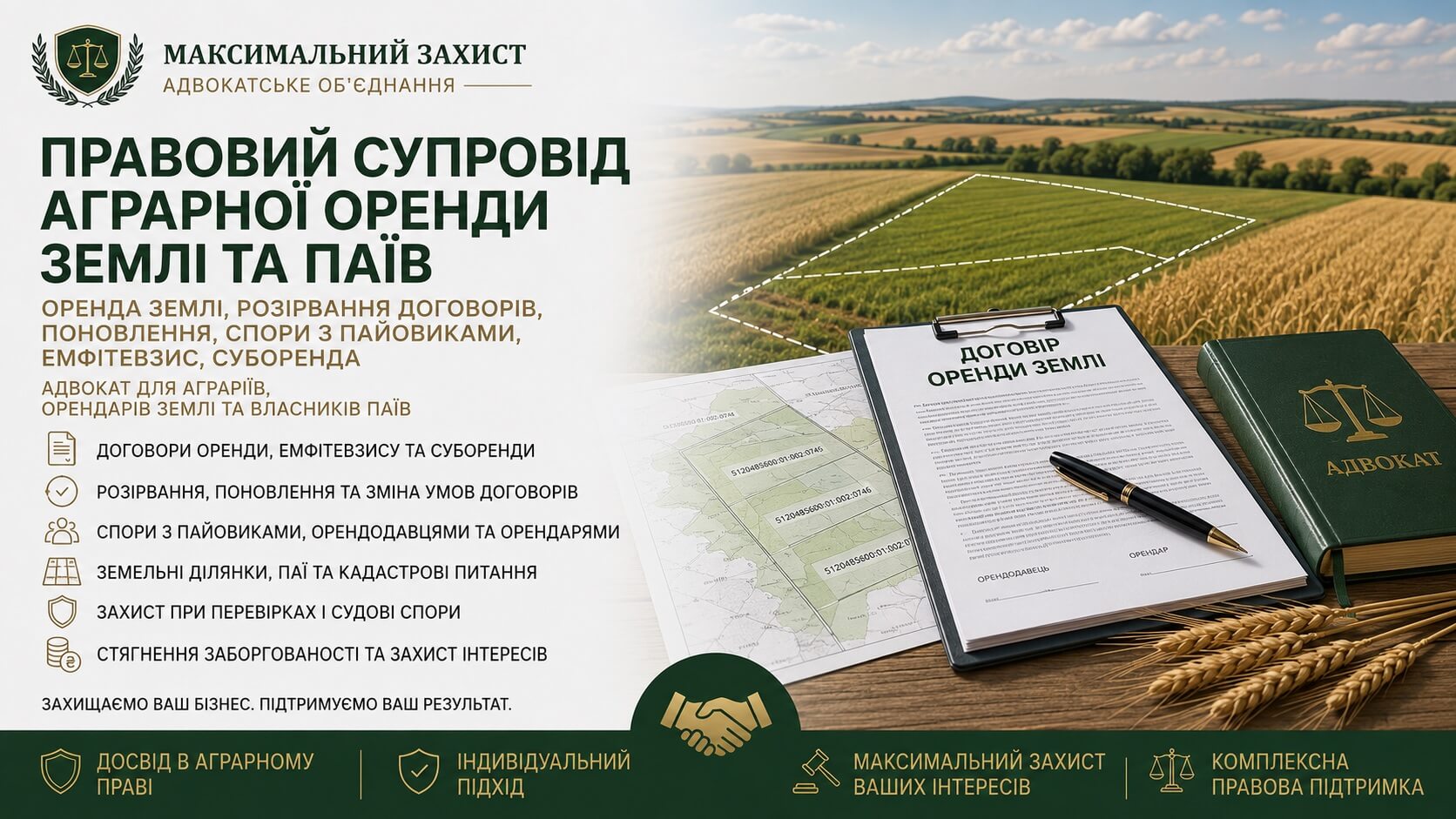 Адвокат аналізує документи на земельні паї – правовий супровід аграрної оренди землі та паїв