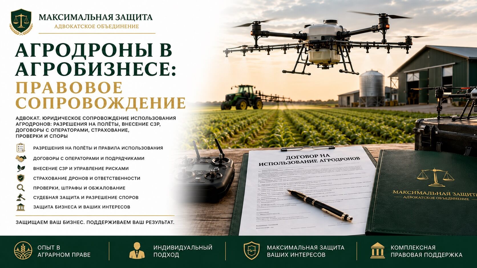 Агродрон над сельскохозяйственным полем – правовое сопровождение использования агродронов