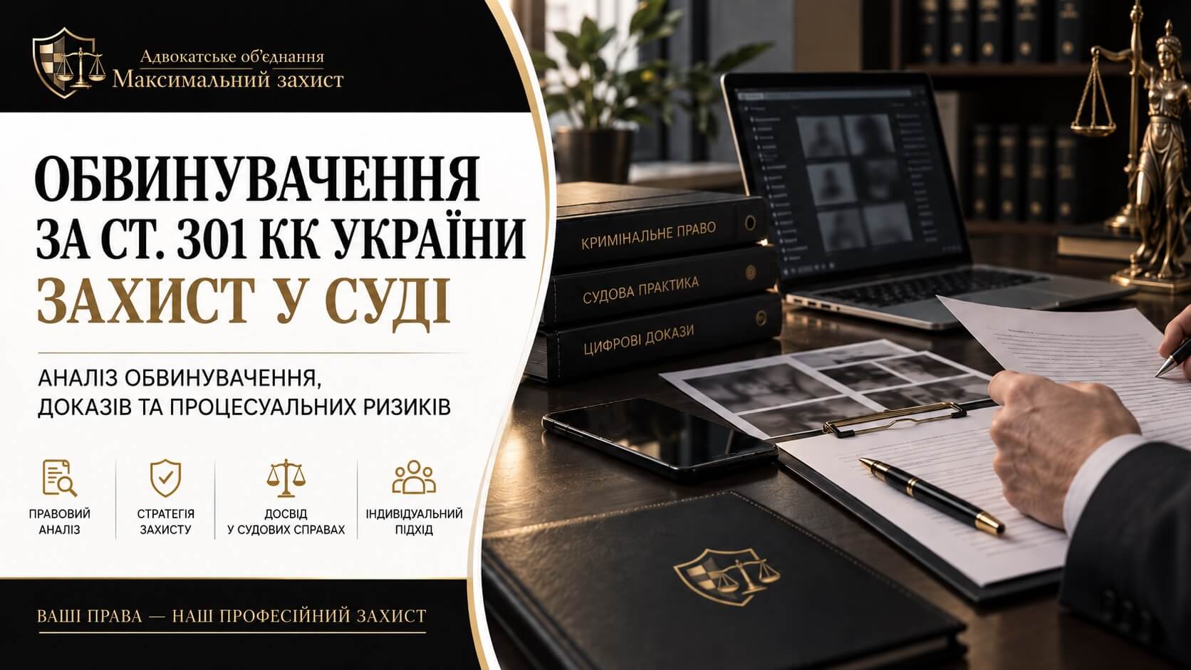Матеріали кримінального провадження та ноутбук на робочому столі – захист за ст. 301 КК України
